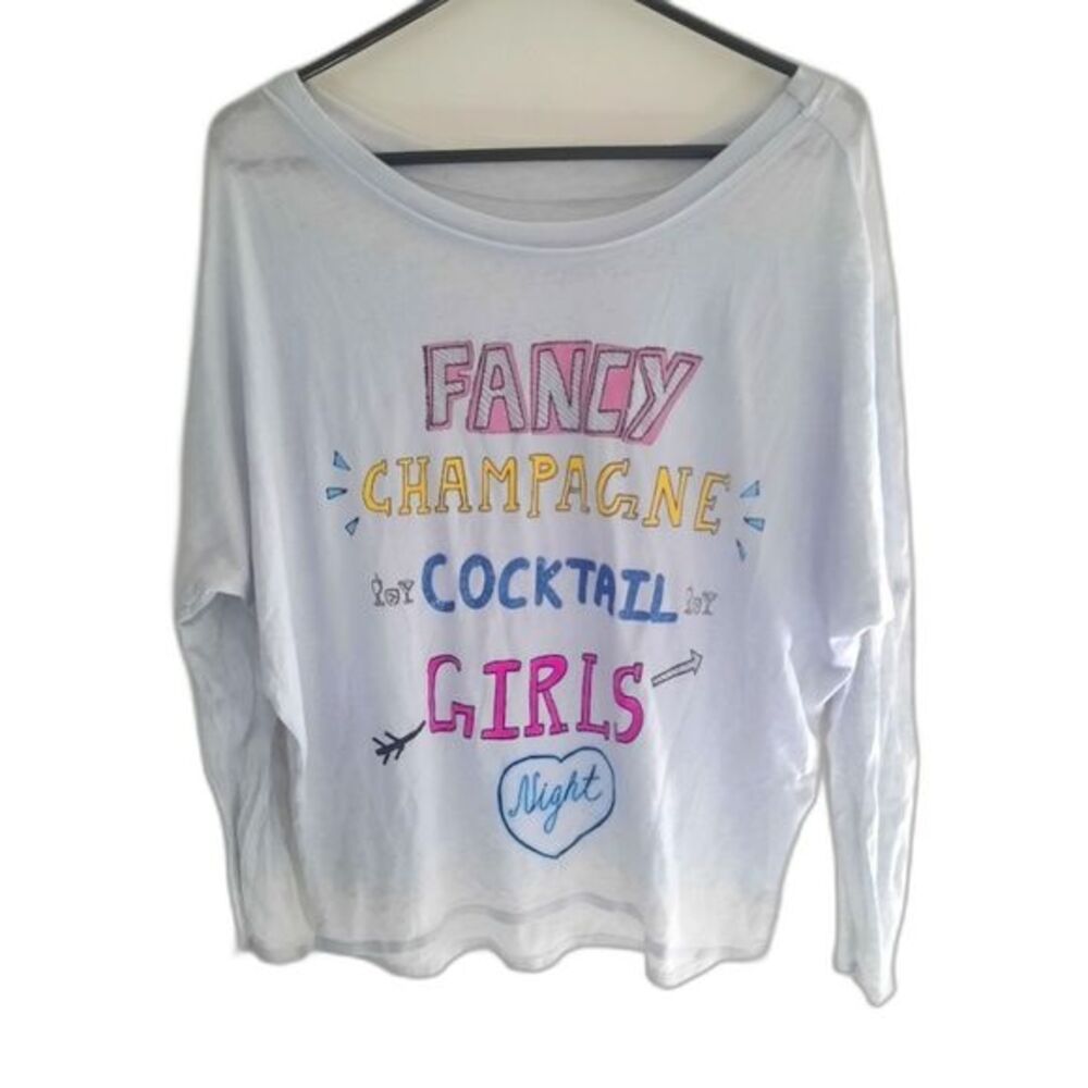 Chaser Burnout Girls Night Out Graphic Long Sleeve T-Shirt Size Small